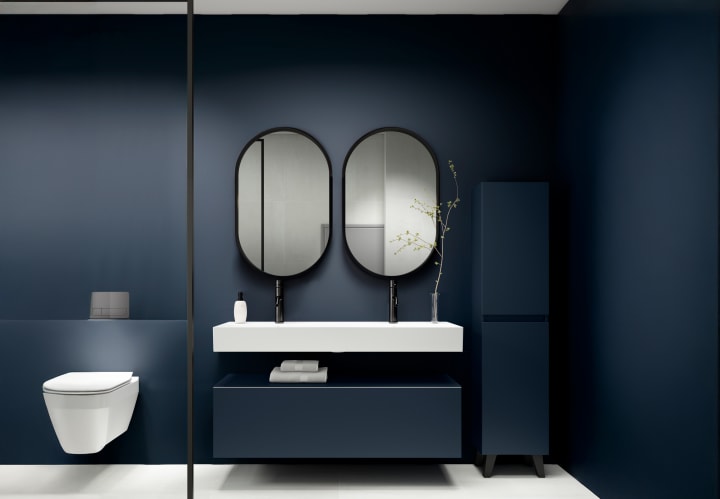Conjunto mueble de baño con lavabo de cerámica de 12 cm de alto y cajonera Viso Nomad Principal 3