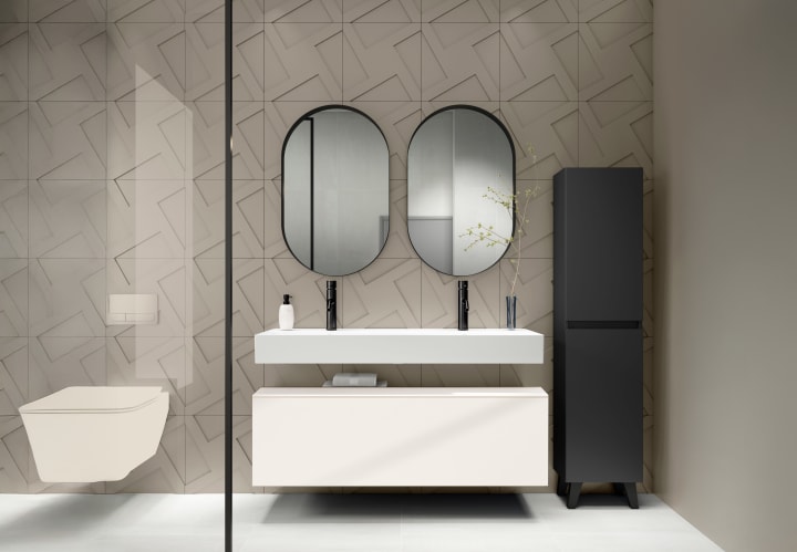 Conjunto mueble de baño con lavabo de cerámica de 12 cm de alto y cajonera Viso Nomad Principal 2