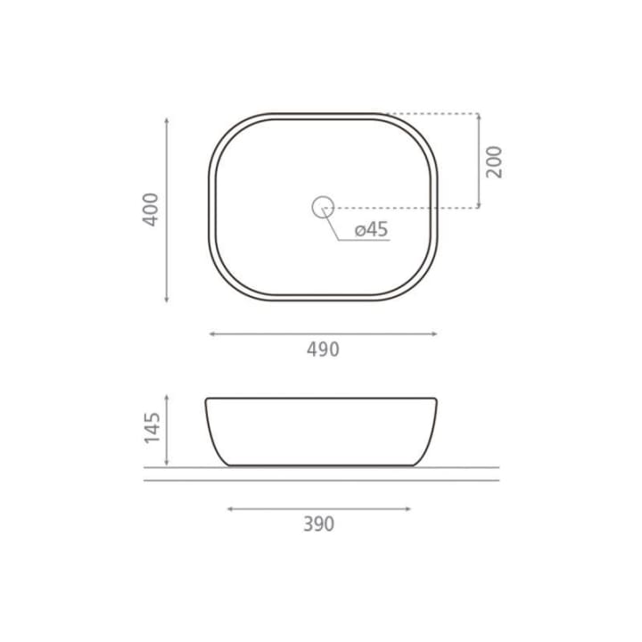 Lavabo sobre encimera Bathco Olea 50 Croquis 2