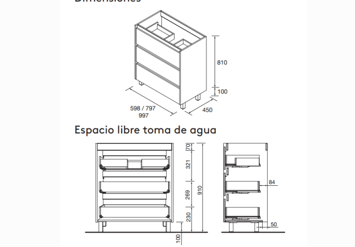 Conjunto mueble de baño Salgar Noja Croquis 15