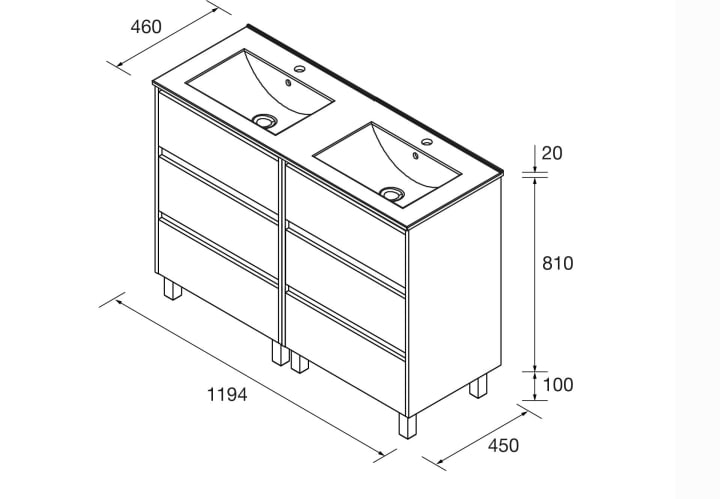 Conjunto mueble de baño Salgar Noja Croquis 13
