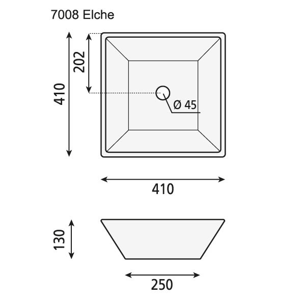 Lavabo sobre encimera Bruntec Elche Croquis 2