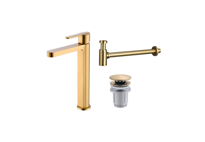 Pack Grifo de lavabo caño alto Imex Roma + Válvula click-clack + Sifón Principal 2