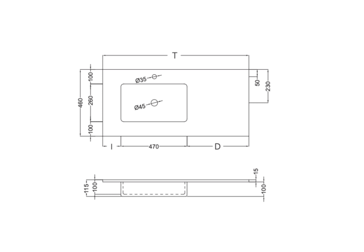 Lavabo encastrado Coycama Ambar Croquis 4