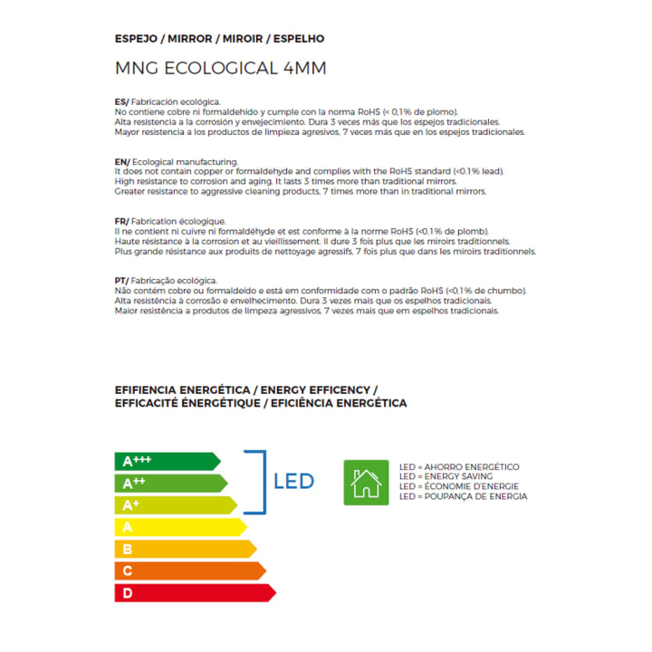 Espejo de baño con luz LED Bruntec Dune opción 9