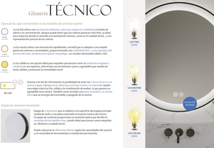 Espejo de baño con luz LED Bruntec Dune opción 10