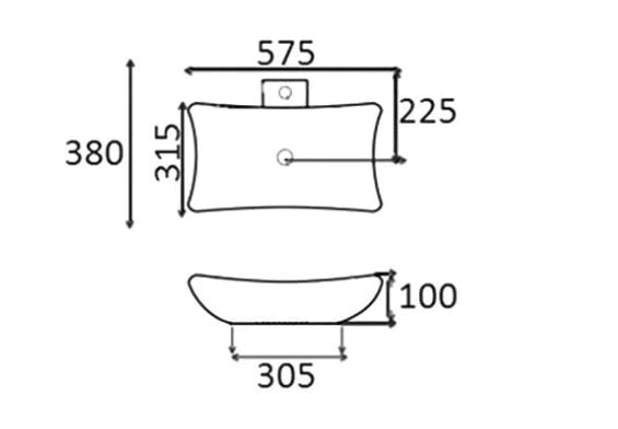 Lavabo sobre encimera Bruntec Kubic Croquis 3