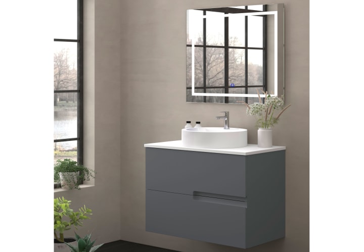Mueble de baño con encimera piedra compactada blanca Bruntec Lia colores Principal 5