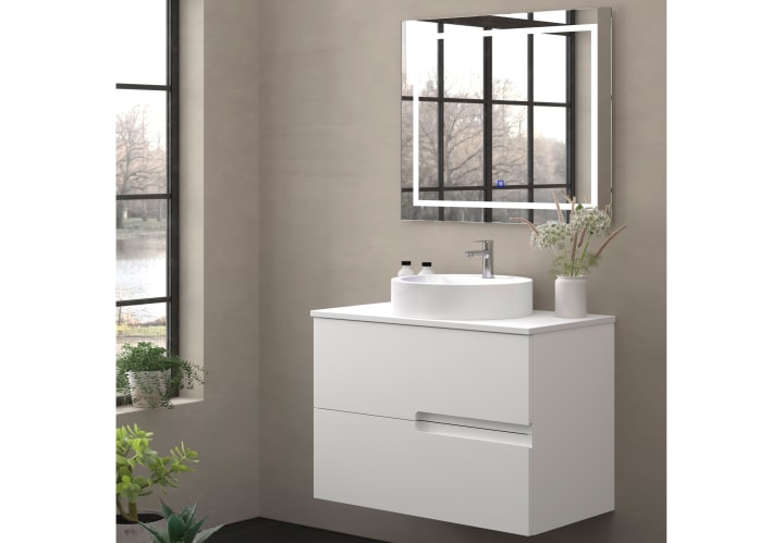 Mueble de baño con encimera piedra compactada blanca Bruntec Lia colores Principal 1
