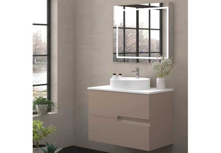 Mueble de baño con encimera piedra compactada blanca Bruntec Lia colores Principal 4