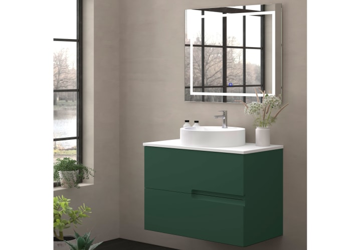 Mueble de baño con encimera piedra compactada blanca Bruntec Lia colores Principal 6