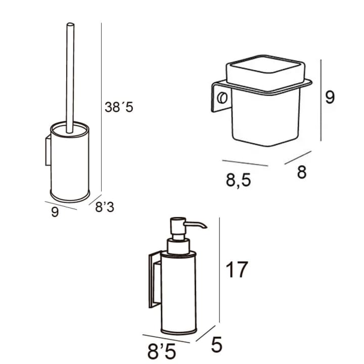 Conjunto accesorios de baño Manillons Torrent Bassic Croquis 4