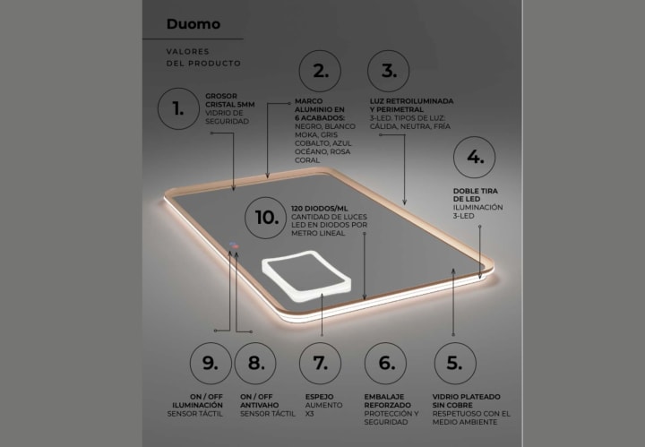 Espejo de baño con luz LED Ledimex Duomo Detalle 8
