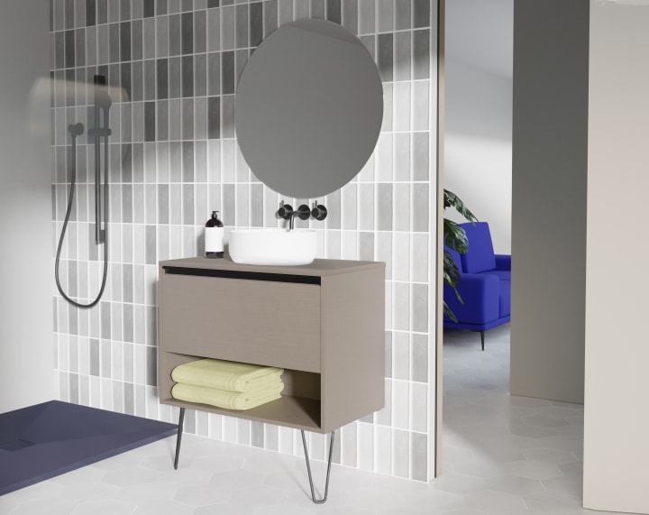Conjunto mueble de baño con lavabo sobre encimera Amizuva Yoko Top Principal 2