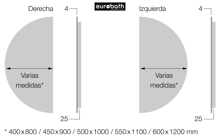Espejo media luna con luz LED de Eurobath, Bonaire 2 Croquis 4