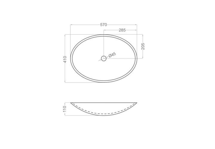 Lavabo sobre encimera Coycama Orbit Croquis 19