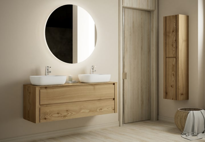 Mueble de baño con encimera de madera maciza Bruntec Laponia Principal 1
