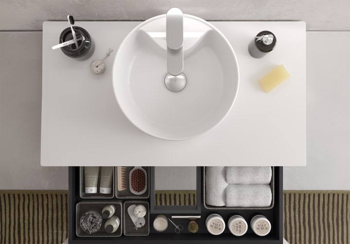 Conjunto mueble de baño Salgar Runa con lavabo sobre encimera Detalle 10