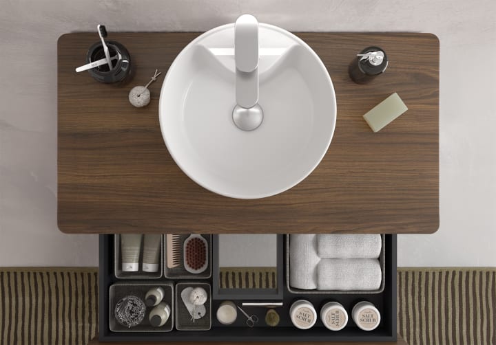 Conjunto mueble de baño Salgar Runa con lavabo sobre encimera Detalle 11