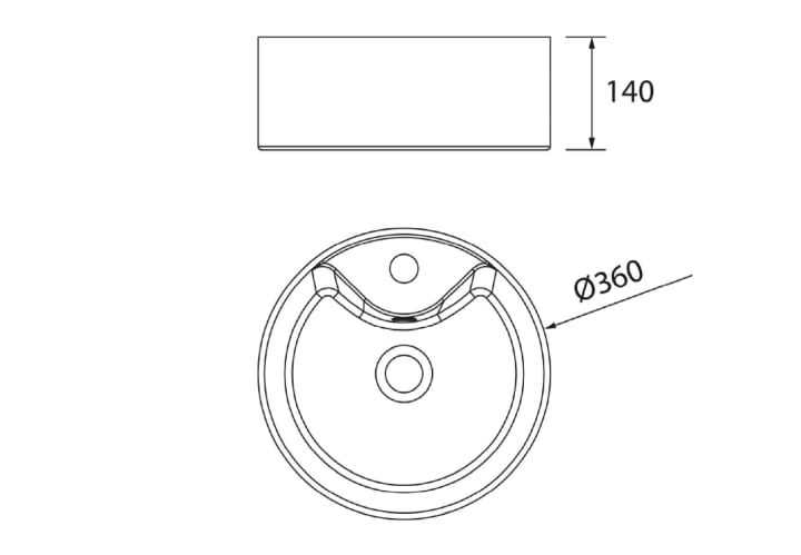 Conjunto mueble de baño Salgar Runa con lavabo sobre encimera Croquis 19