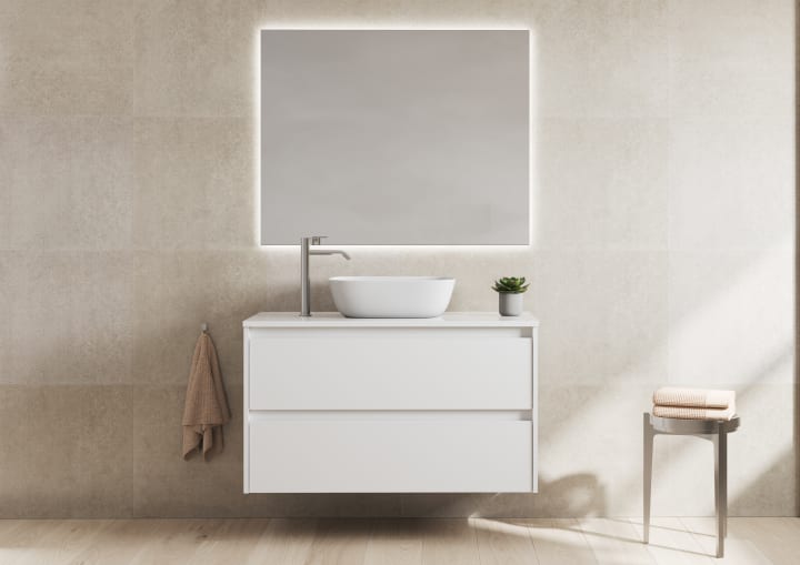 Mueble de baño moderno con encimera de madera Bruntec Oxford Principal 7