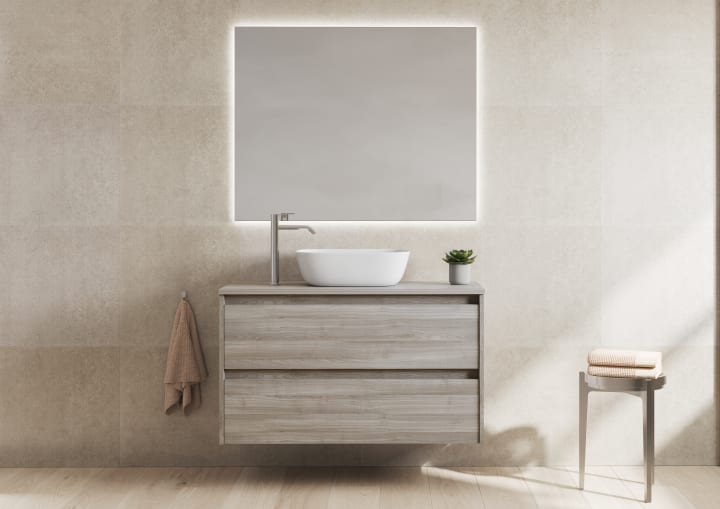 Mueble de baño moderno con encimera de madera Bruntec Oxford Principal 5