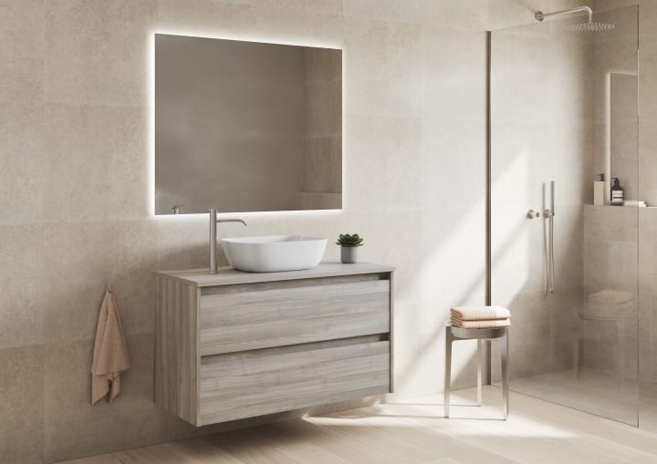Mueble de baño moderno con encimera de madera Bruntec Oxford Principal 4