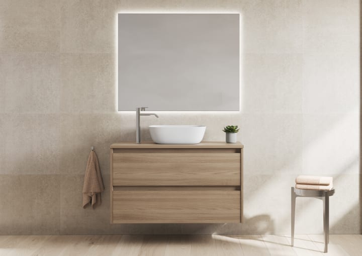 Mueble de baño moderno con encimera de madera Bruntec Oxford Principal 3