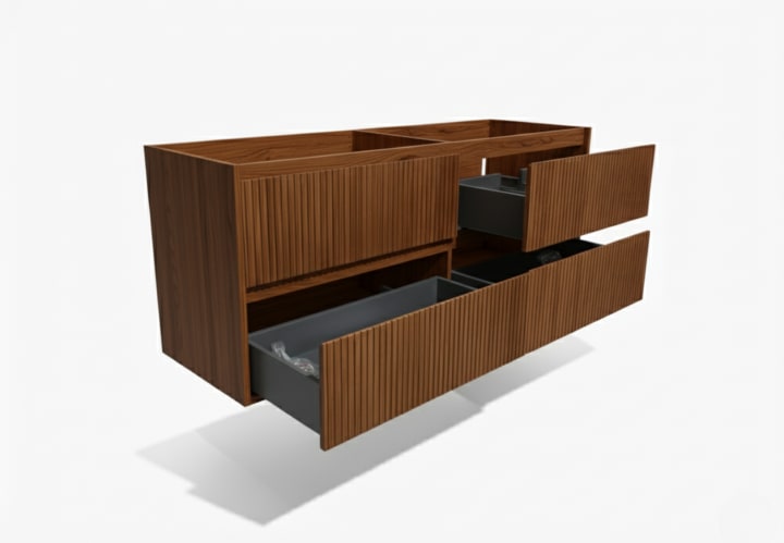 Mueble de baño madera maciza con encimera solid surface Bruntec Alpes 18 Detalle 8