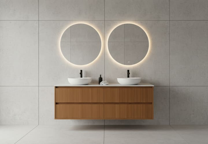 Mueble de baño madera maciza con encimera solid surface Bruntec Alpes 18 Principal 3