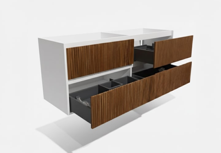 Mueble de baño madera maciza con encimera solid surface Bruntec Alpes 18 Detalle 10