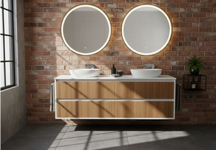 Mueble de baño madera maciza con encimera solid surface Bruntec Alpes 18 Principal 5
