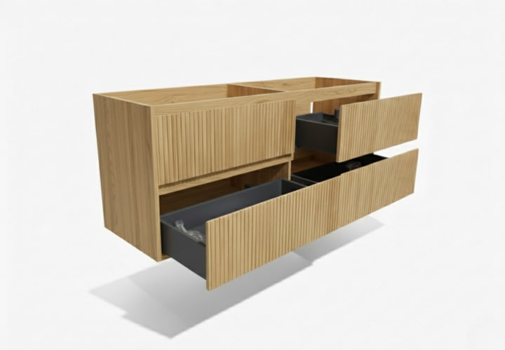 Mueble de baño madera maciza con encimera solid surface Bruntec Alpes 18 Principal 7