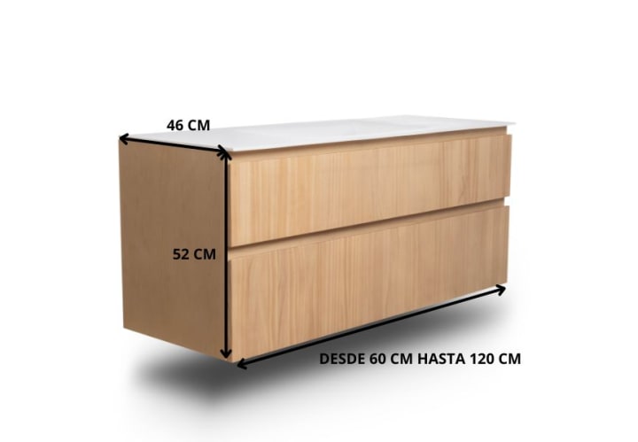 Conjunto de mueble de baño madera maciza Bruntec Alpes 2 Croquis 9