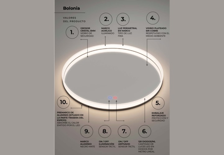 Espejo de baño con luz LED Ledimex Bolonia Detalle 3