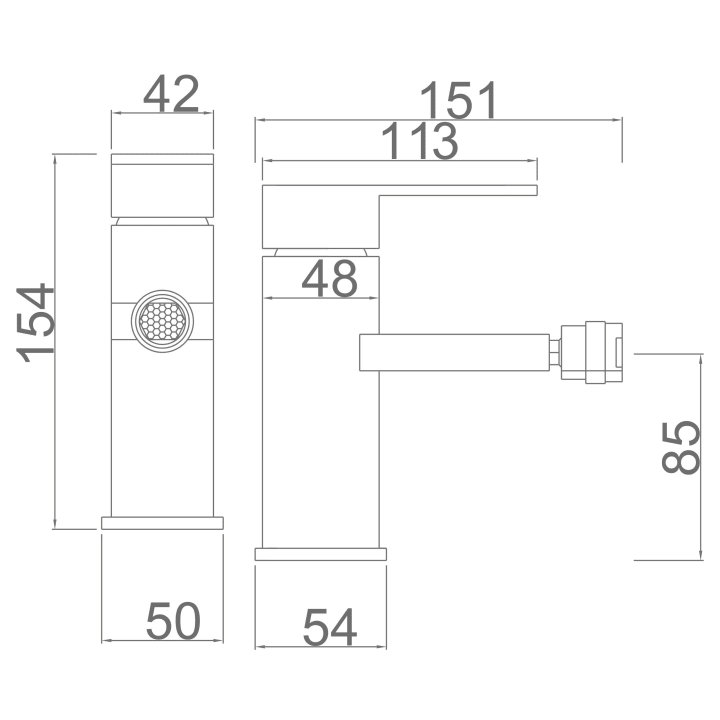 Grifo de bidé Imex Liverpool Croquis 1