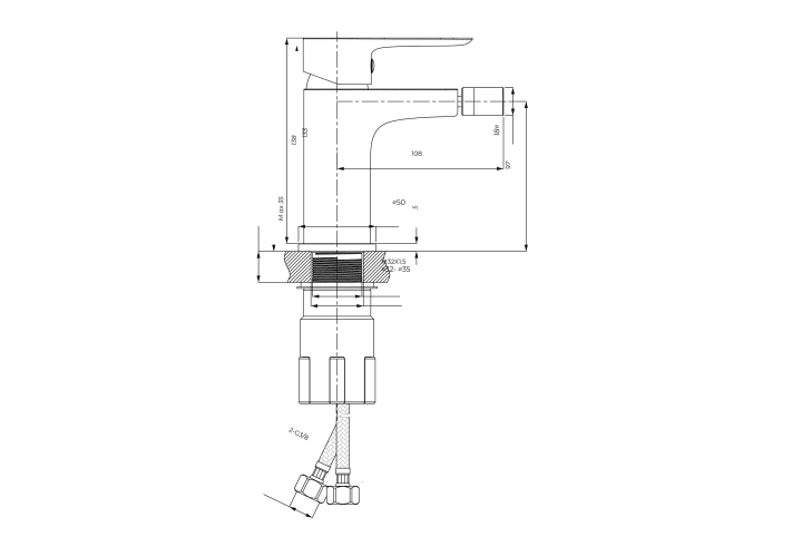Grifo de bidé GME Cassio Croquis 5
