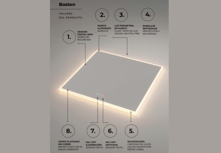 Espejo de baño con luz LED Ledimex Boston Detalle 4