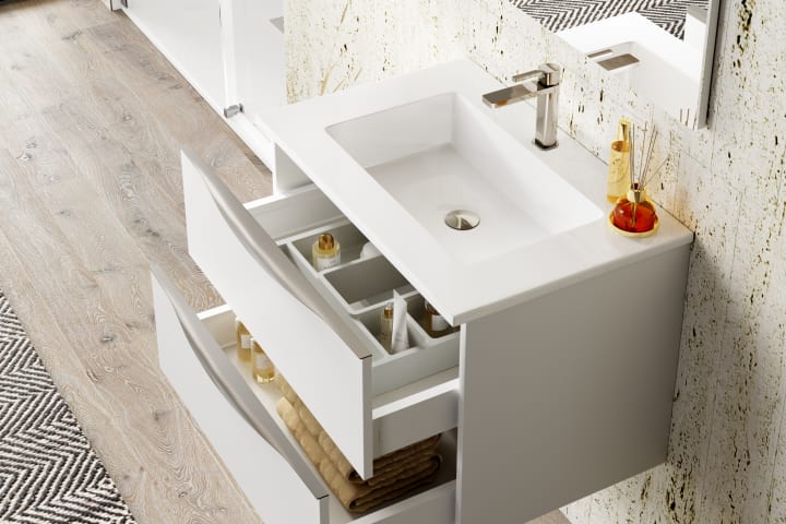 Mueble de baño con encimera de madera Coycama Landes Detalle 2