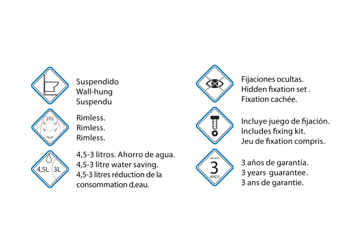 Pack inodoro suspendido + cisterna empotrada Bruntec Square opción 7
