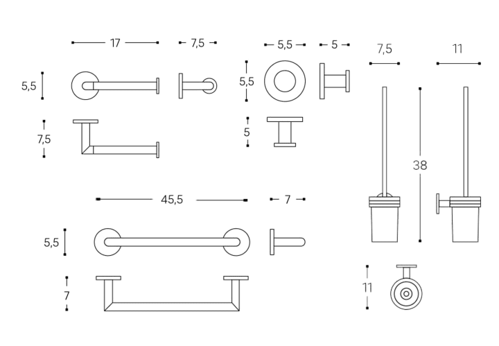 Conjunto de accesorios de baño Cosmic Duo Round Croquis 5