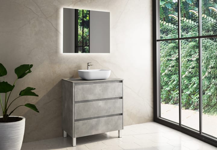 Mueble de baño con encimera de madera Bruntec Boston Principal 2