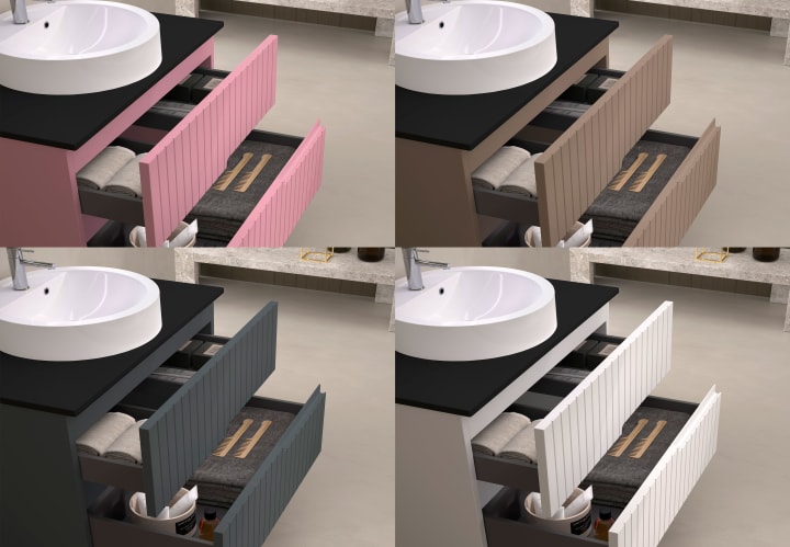 Mueble de baño con encimera piedra compactada negra Bruntec Ebi colores Detalle 11