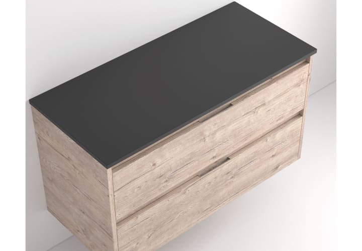 Mueble de baño con encimera piedra compactada negra Bruntec Ebi colores Detalle 10
