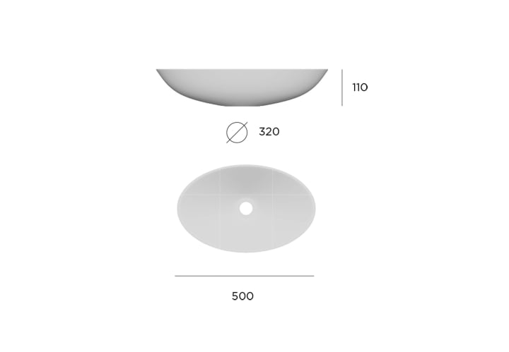 Lavabo sobre encimera Art and Bath fondo reducido Astra Solid Croquis 3