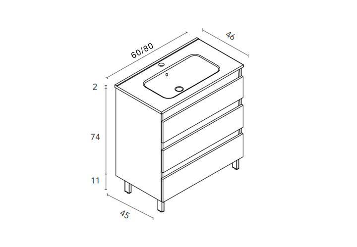 Conjunto mueble de baño Royo Kena Croquis 8