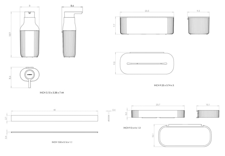Set modular para lavabo con guía a pared de Cosmic Alife Croquis 6