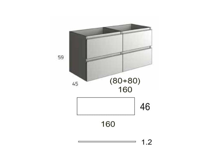 Mueble de baño con encimera de madera Bruntec Roma Croquis 8