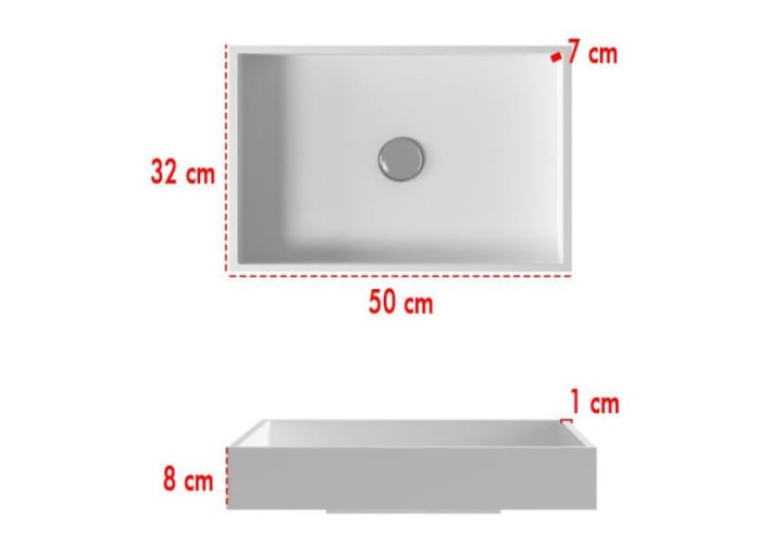 Lavabo sobre encimera Bruntec Square Croquis 2