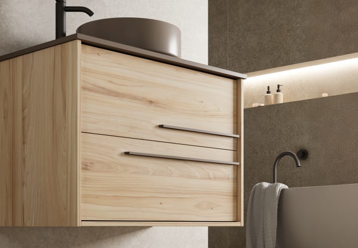 Mueble de baño con encimera de madera Viso Aqua Detalle 1